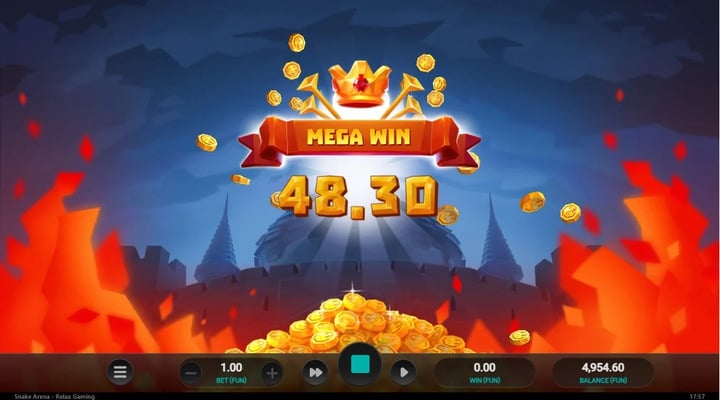 Mega ganancia en el juego Snake Arena de Relax